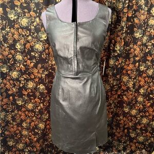 Vintage Newport News Black Leather Dress with Front Zipper